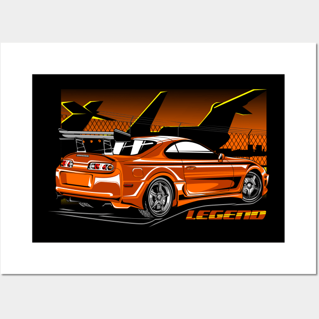 Toyota Supra Orange Wall Art by aredie19